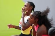 Sha'Carri Richardson during the 2025 USATF Outdoor Championships in Eugene, Oregon. (Photo by Getty Images)